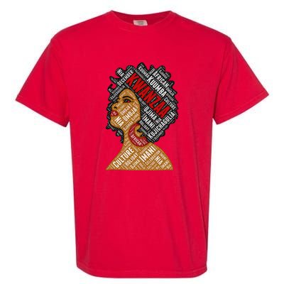 Kwanzaa 7 Principles Afro Black Woman Garment-Dyed Heavyweight T-Shirt