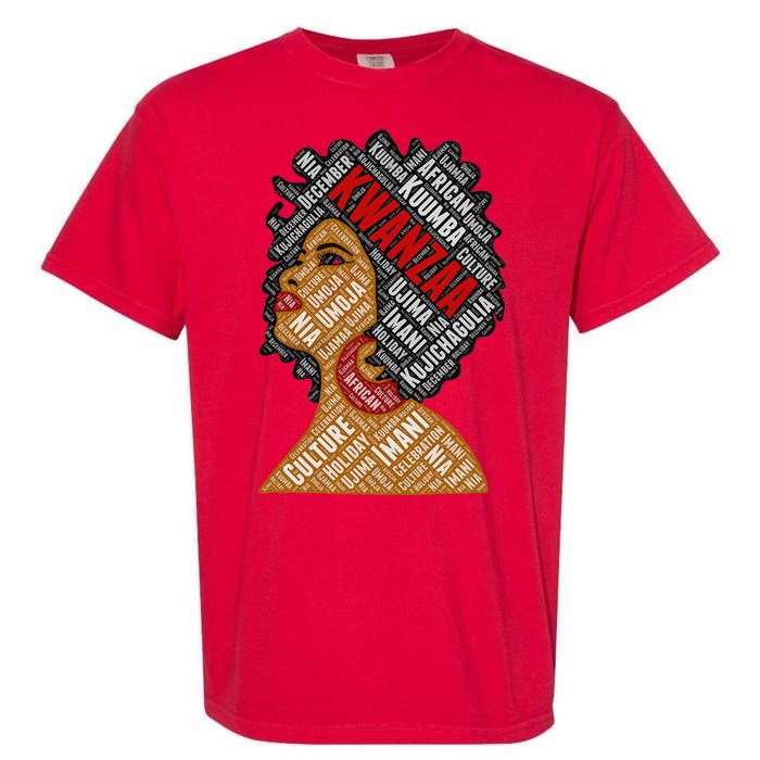 Kwanzaa 7 Principles Afro Black Woman Garment-Dyed Heavyweight T-Shirt