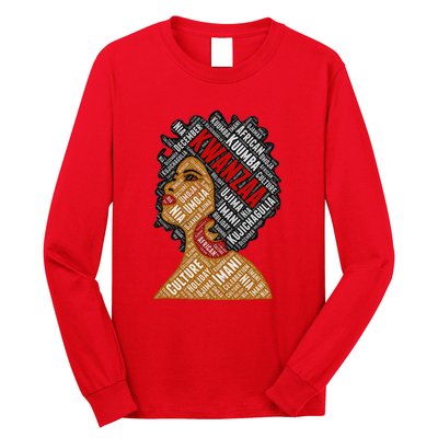 Kwanzaa 7 Principles Afro Black Woman Long Sleeve Shirt