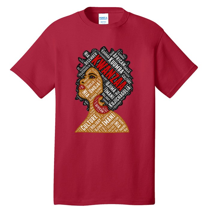 Kwanzaa 7 Principles Afro Black Woman Tall T-Shirt