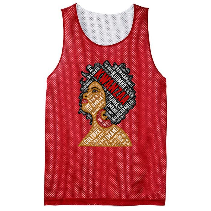 Kwanzaa 7 Principles Afro Black Woman Mesh Reversible Basketball Jersey Tank