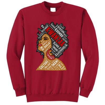 Kwanzaa 7 Principles Afro Black Woman Tall Sweatshirt