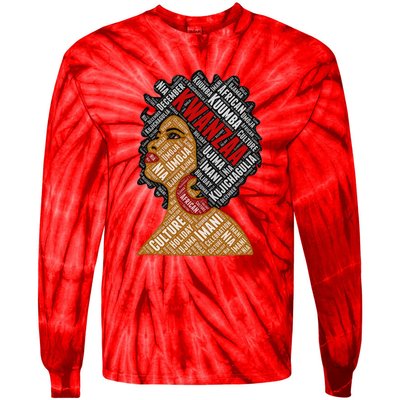 Kwanzaa 7 Principles Afro Black Woman Tie-Dye Long Sleeve Shirt