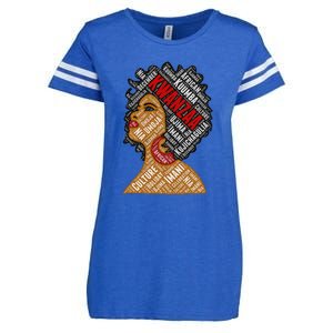 Kwanzaa 7 Principles Afro Black Woman Enza Ladies Jersey Football T-Shirt