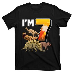 Kids 7 Year Old Dinosaurs Birthday 7th Party Paleontologist T-Shirt