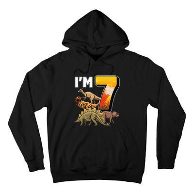 Kids 7 Year Old Dinosaurs Birthday 7th Party Paleontologist Tall Hoodie