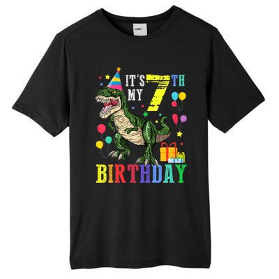 Kid 7 Year Old 7th Birthday Boy T Rex Dinosaur Gift Tall Fusion ChromaSoft Performance T-Shirt