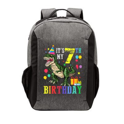 Kid 7 Year Old 7th Birthday Boy T Rex Dinosaur Gift Vector Backpack