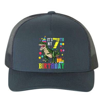 Kid 7 Year Old 7th Birthday Boy T Rex Dinosaur Gift Yupoong Adult 5-Panel Trucker Hat