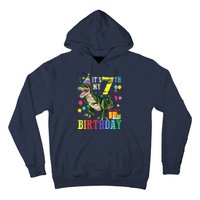 Kid 7 Year Old 7th Birthday Boy T Rex Dinosaur Gift Hoodie