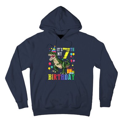 Kid 7 Year Old 7th Birthday Boy T Rex Dinosaur Gift Hoodie