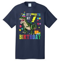 Kid 7 Year Old 7th Birthday Boy T Rex Dinosaur Gift Tall T-Shirt