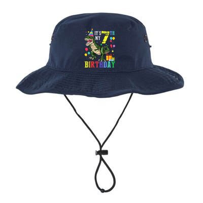 Kid 7 Year Old 7th Birthday Boy T Rex Dinosaur Gift Legacy Cool Fit Booney Bucket Hat