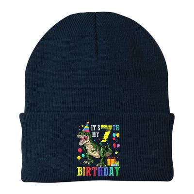 Kid 7 Year Old 7th Birthday Boy T Rex Dinosaur Gift Knit Cap Winter Beanie