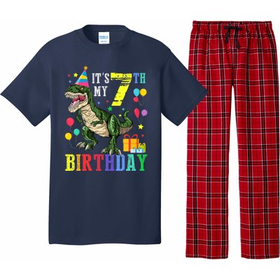 Kid 7 Year Old 7th Birthday Boy T Rex Dinosaur Gift Pajama Set