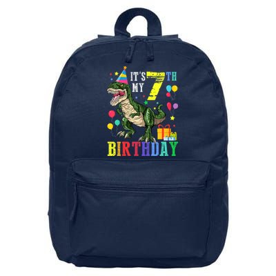 Kid 7 Year Old 7th Birthday Boy T Rex Dinosaur Gift 16 in Basic Backpack