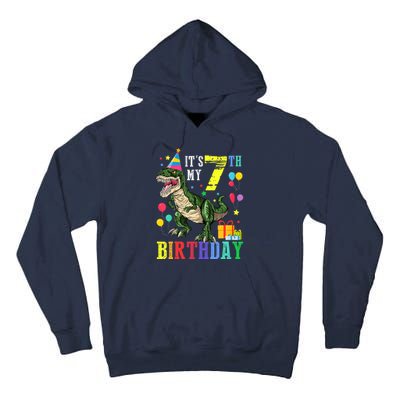 Kid 7 Year Old 7th Birthday Boy T Rex Dinosaur Gift Tall Hoodie