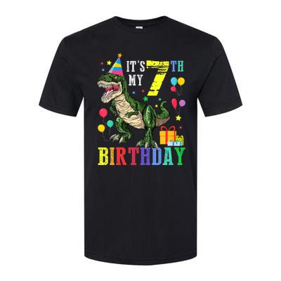 Kid 7 Year Old 7th Birthday Boy T Rex Dinosaur Gift Softstyle CVC T-Shirt