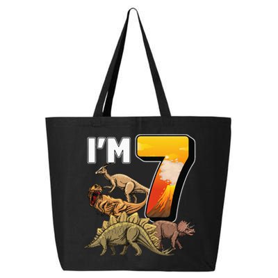 Kids 7 Year Old Dinosaurs Birthday 7th Party Paleontologist 25L Jumbo Tote