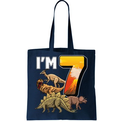 Kids 7 Year Old Dinosaurs Birthday 7th Party Paleontologist Tote Bag