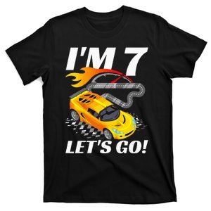 Kids 7 Year Old 7th Racing Racecar Birthday Party T-Shirt