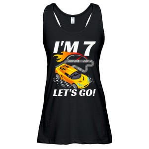 Kids 7 Year Old 7th Racing Racecar Birthday Party Ladies Essential Flowy Tank