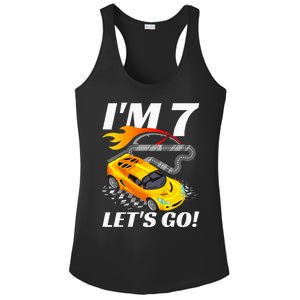 Kids 7 Year Old 7th Racing Racecar Birthday Party Ladies PosiCharge Competitor Racerback Tank