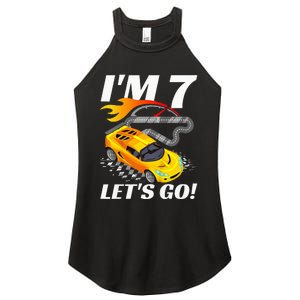 Kids 7 Year Old 7th Racing Racecar Birthday Party Women's Perfect Tri Rocker Tank