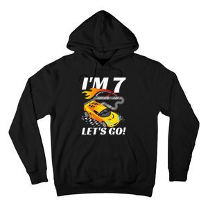 Kids 7 Year Old 7th Racing Racecar Birthday Party Hoodie