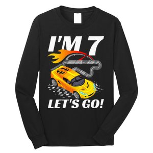 Kids 7 Year Old 7th Racing Racecar Birthday Party Long Sleeve Shirt