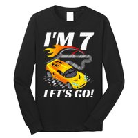 Kids 7 Year Old 7th Racing Racecar Birthday Party Long Sleeve Shirt