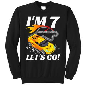 Kids 7 Year Old 7th Racing Racecar Birthday Party Sweatshirt