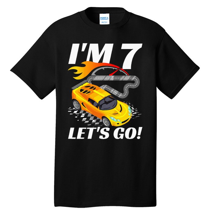 Kids 7 Year Old 7th Racing Racecar Birthday Party Tall T-Shirt