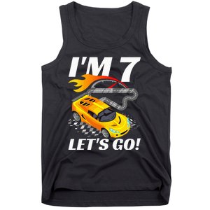 Kids 7 Year Old 7th Racing Racecar Birthday Party Tank Top