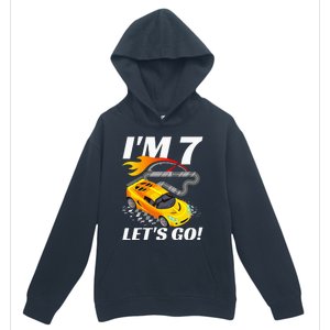 Kids 7 Year Old 7th Racing Racecar Birthday Party Urban Pullover Hoodie