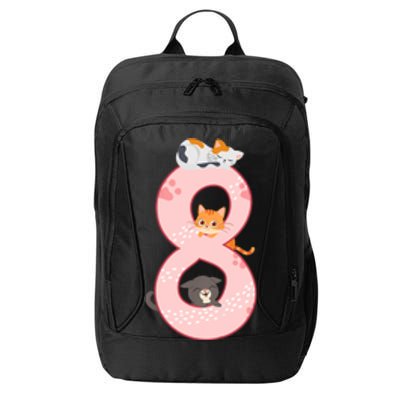 Kids 8th Birthday Girl Gift Cats Outfit 8 Years Old Gift City Backpack