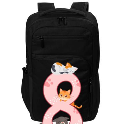 Kids 8th Birthday Girl Gift Cats Outfit 8 Years Old Gift Impact Tech Backpack