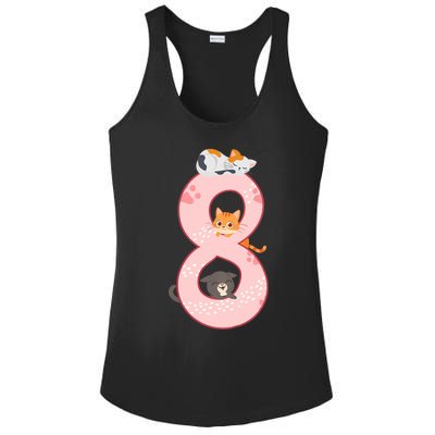 Kids 8th Birthday Girl Gift Cats Outfit 8 Years Old Gift Ladies PosiCharge Competitor Racerback Tank