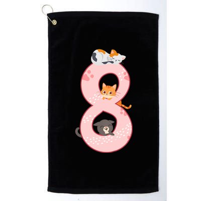 Kids 8th Birthday Girl Gift Cats Outfit 8 Years Old Gift Platinum Collection Golf Towel