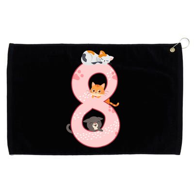 Kids 8th Birthday Girl Gift Cats Outfit 8 Years Old Gift Grommeted Golf Towel