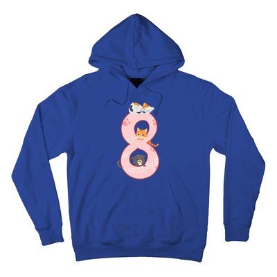 Kids 8th Birthday Girl Gift Cats Outfit 8 Years Old Gift Hoodie