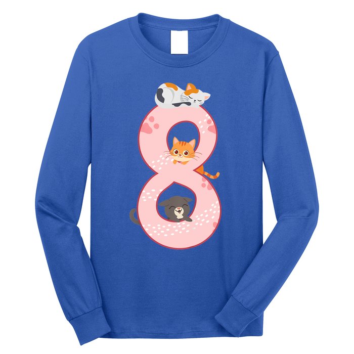 Kids 8th Birthday Girl Gift Cats Outfit 8 Years Old Gift Long Sleeve Shirt