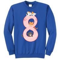 Kids 8th Birthday Girl Gift Cats Outfit 8 Years Old Gift Sweatshirt