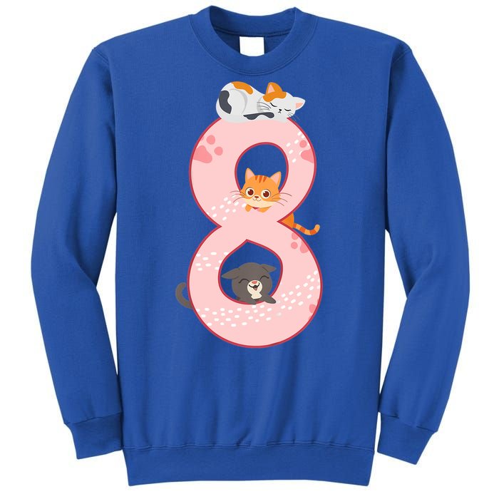 Kids 8th Birthday Girl Gift Cats Outfit 8 Years Old Gift Sweatshirt