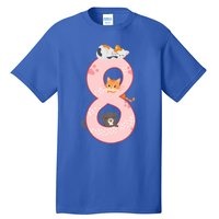 Kids 8th Birthday Girl Gift Cats Outfit 8 Years Old Gift Tall T-Shirt