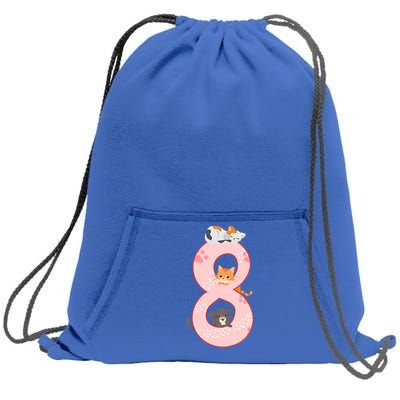 Kids 8th Birthday Girl Gift Cats Outfit 8 Years Old Gift Sweatshirt Cinch Pack Bag