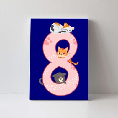 Kids 8th Birthday Girl Gift Cats Outfit 8 Years Old Gift Canvas