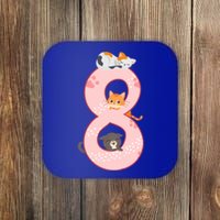 Kids 8th Birthday Girl Gift Cats Outfit 8 Years Old Gift Coaster