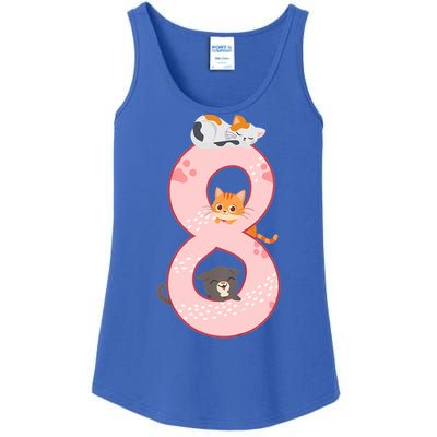 Kids 8th Birthday Girl Gift Cats Outfit 8 Years Old Gift Ladies Essential Tank