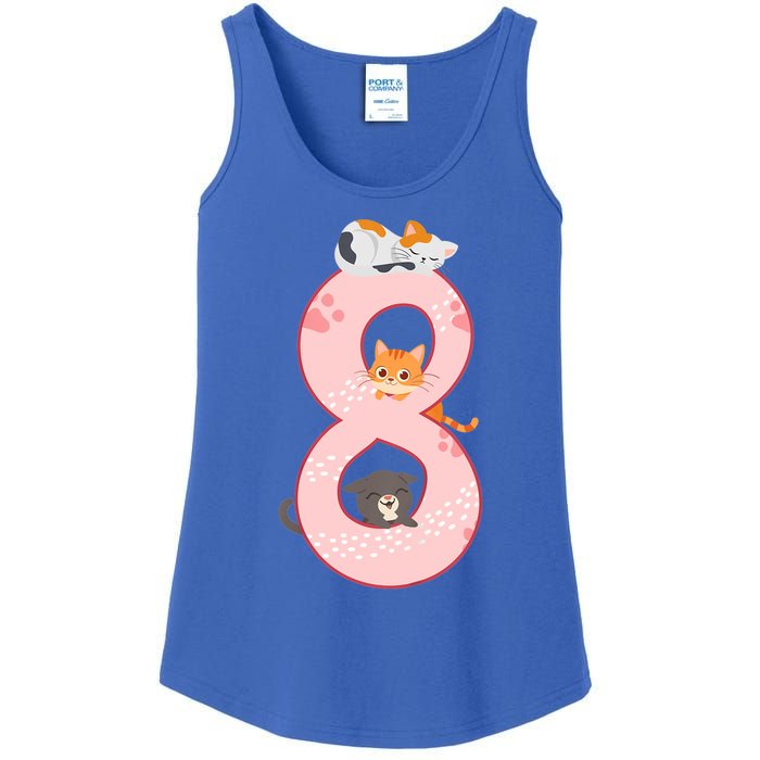 Kids 8th Birthday Girl Gift Cats Outfit 8 Years Old Gift Ladies Essential Tank